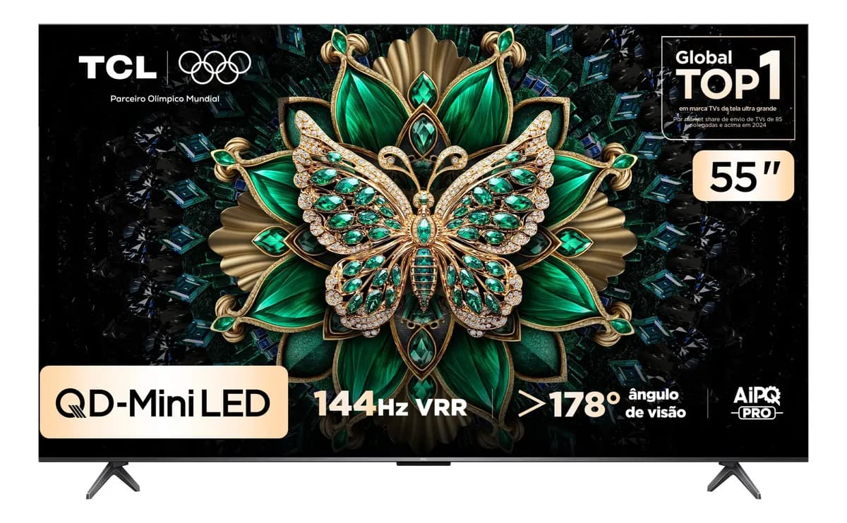 Smart TV TCL 55 polegadas QD-Mini LED 4K C6K